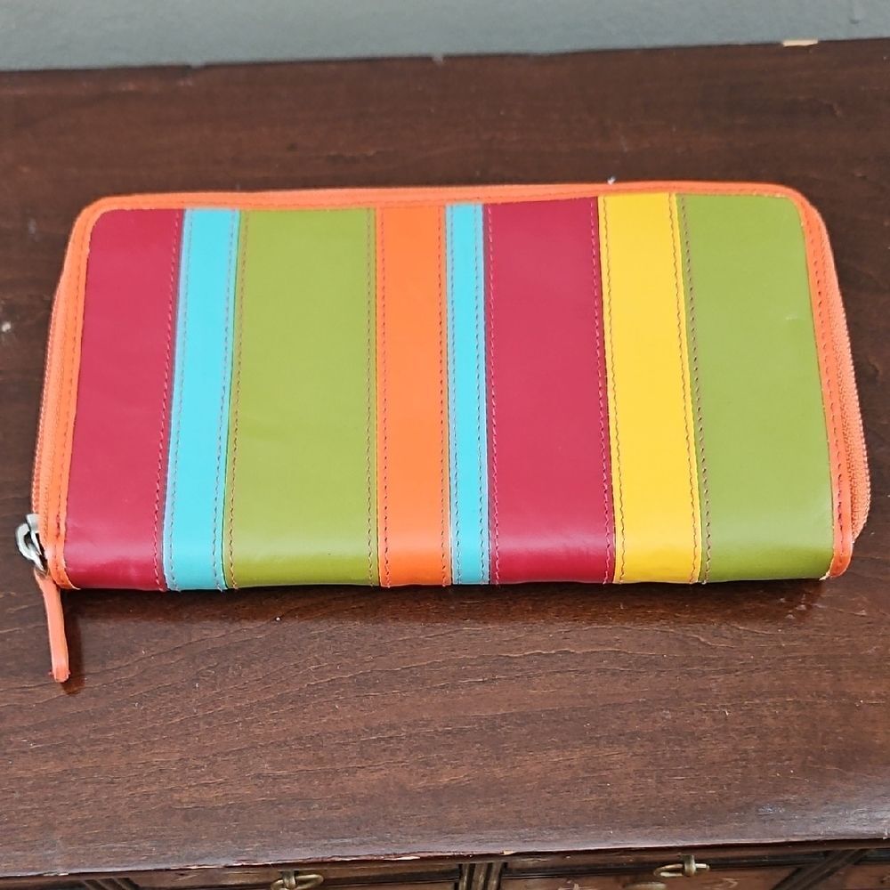 Striped Leather Wallet